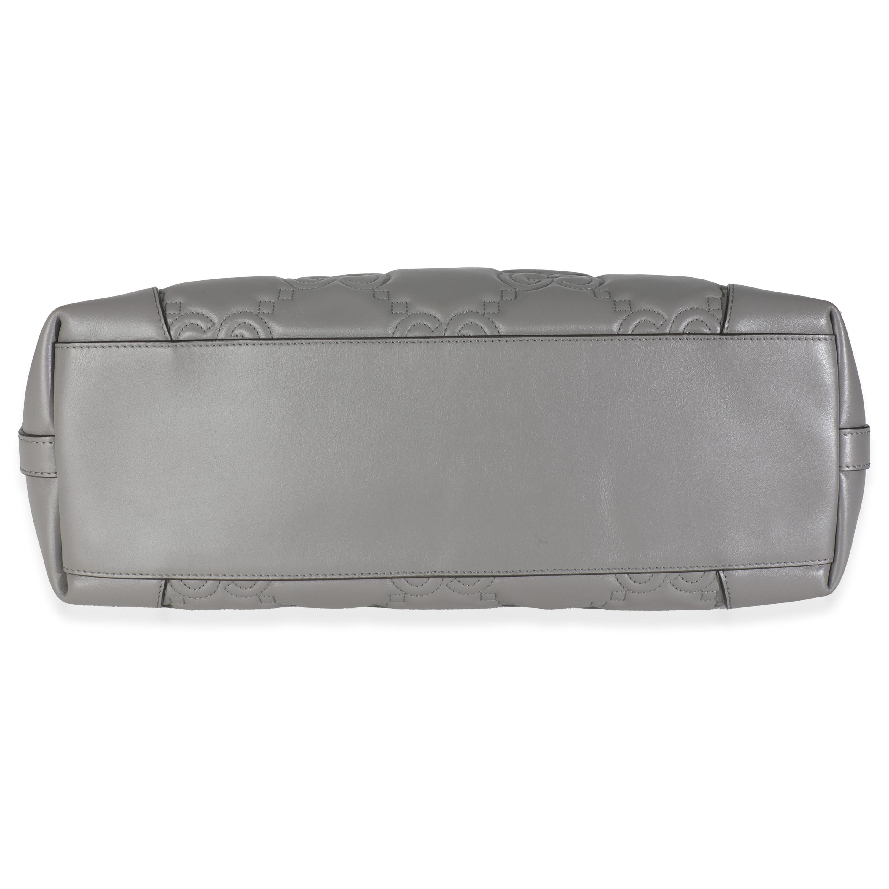 Gucci Grau GG Matelasse Kalbsleder Medium Ophidia Tote im Angebot 3