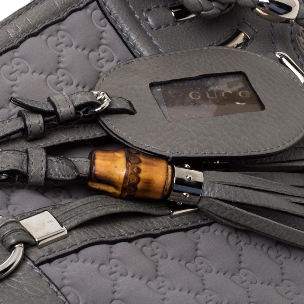 Gucci Grey GG Neoprene and Leather Techno Horsebit Tote 2