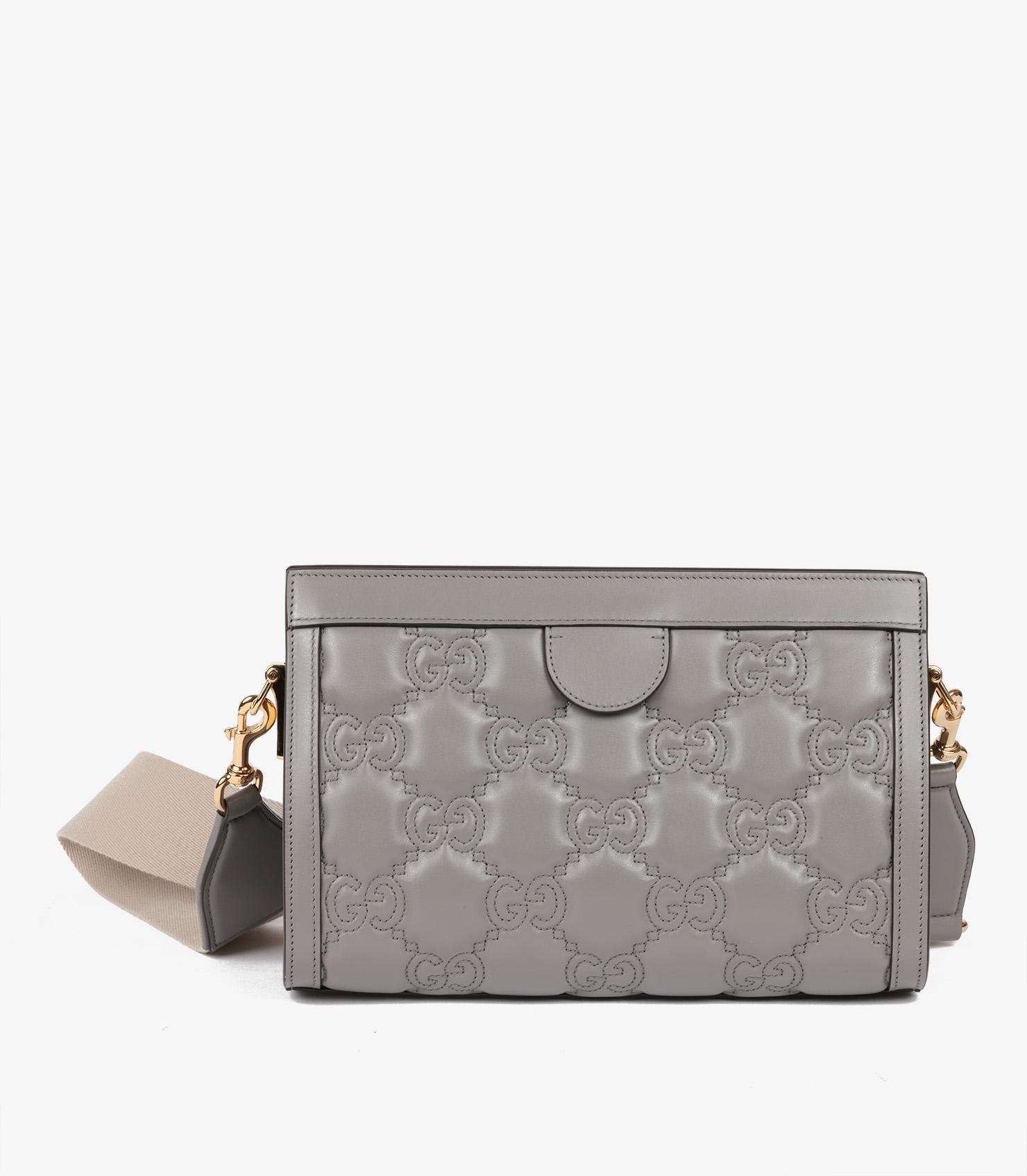 Gucci Grey GG Quilted Calfskin Leather Small Matelassé Bag For Sale 2