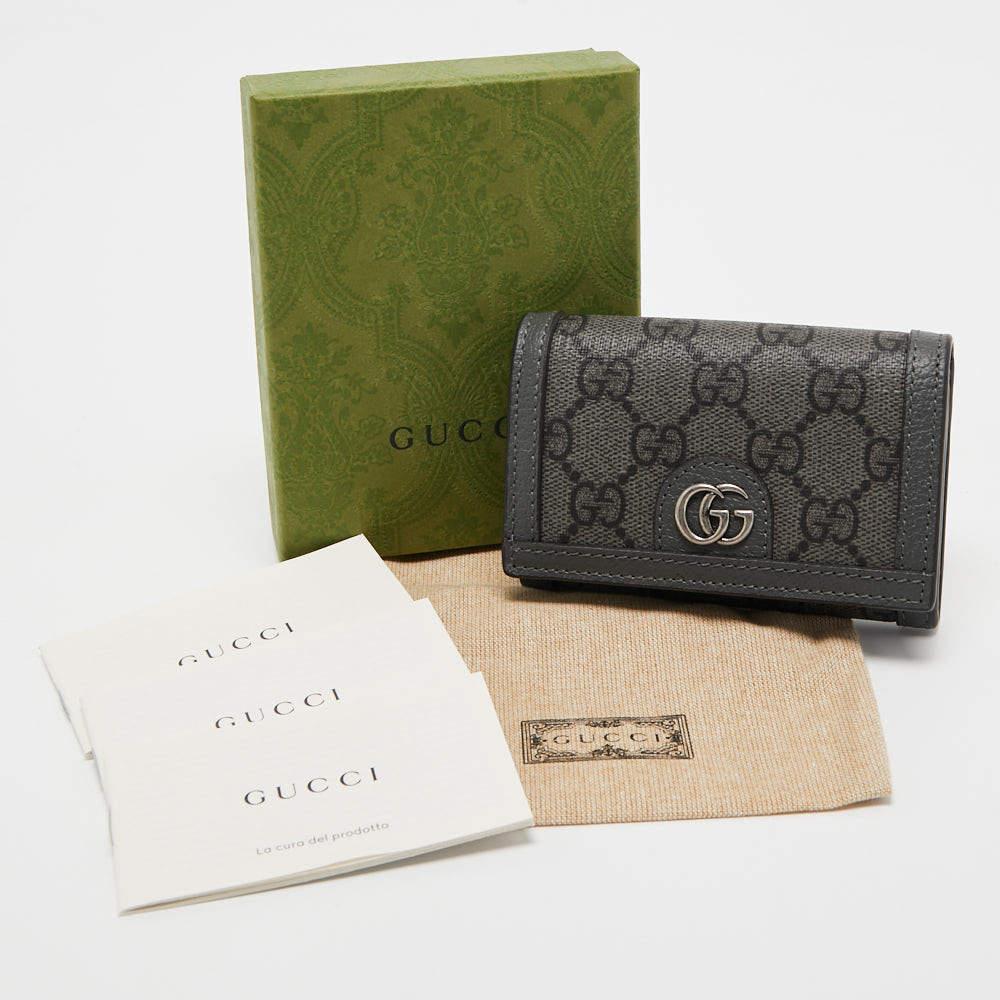 Gucci Grey GG Supreme Canvas and Leather Ophidia Business Card Holder 7
