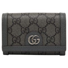 Gucci Grau GG Supreme Ophidia Business Card Holder aus Segeltuch und Leder, Grau