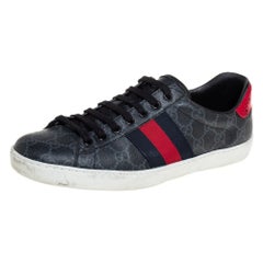 Gucci Grey GG Supreme Canvas Web Ace Low Top Sneakers Size 41