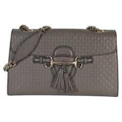 Gucci Grey Guccissima Emily Leather Medium Chain Shoulder Bag
