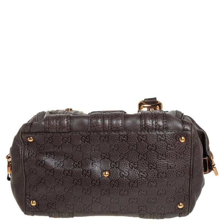 GUCCI Bag Black Leather Aviatrix Medium Boston Hand Bag Authentic Preowned  B406