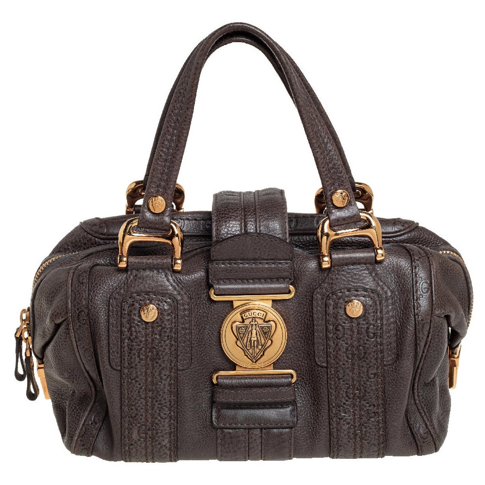 Gucci Grau Guccissima Leder Aviatrix Boston Tasche