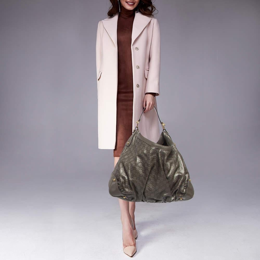 Gucci Grey Guccissima Leather Jockey Hobo 5