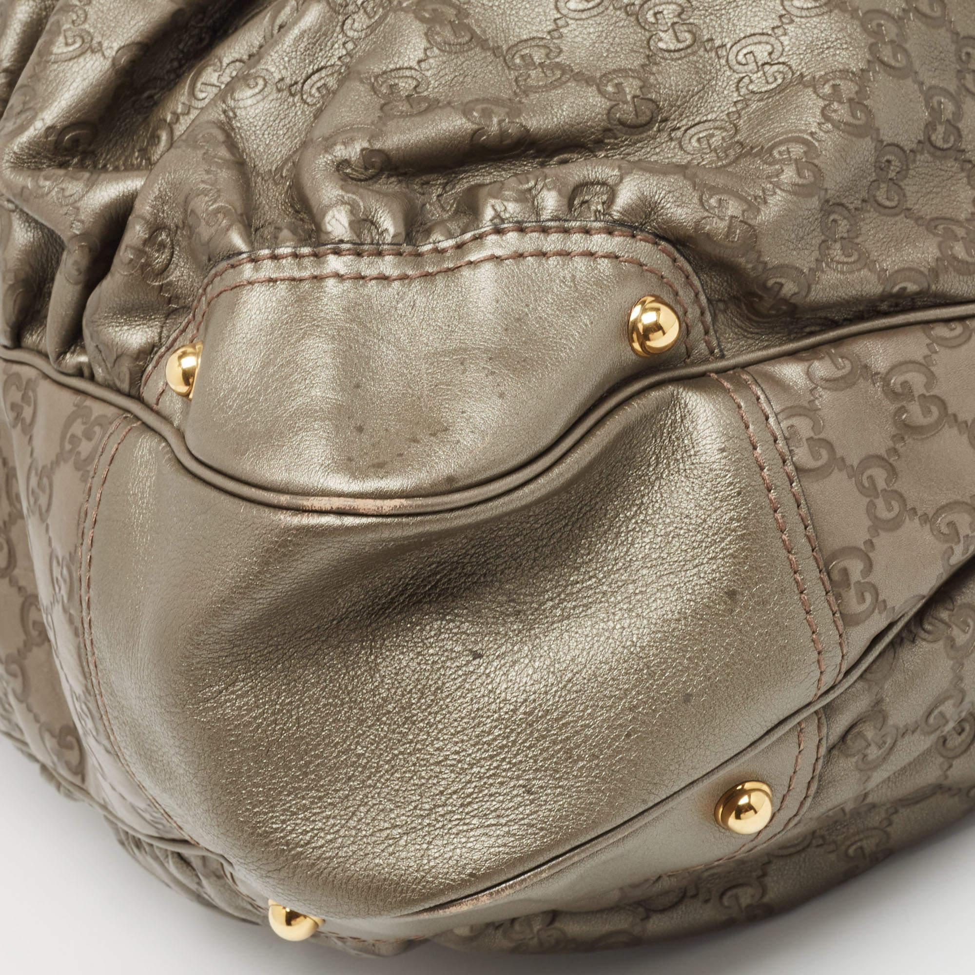 Gucci Grey Guccissima Leather Jockey Hobo 10