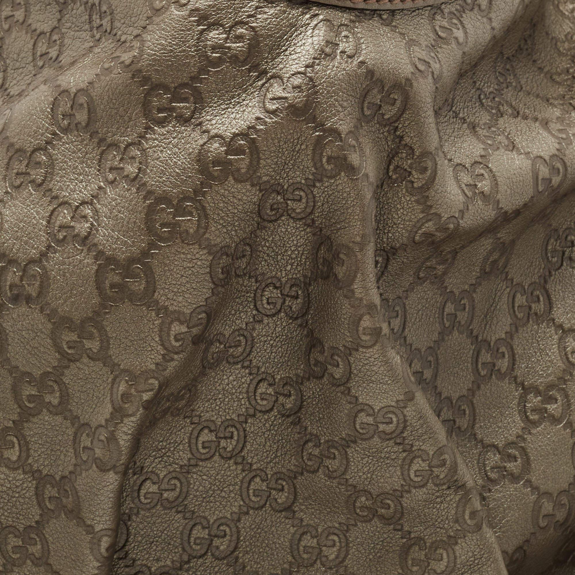 Gucci Grey Guccissima Leather Jockey Hobo In Good Condition For Sale In Dubai, Al Qouz 2