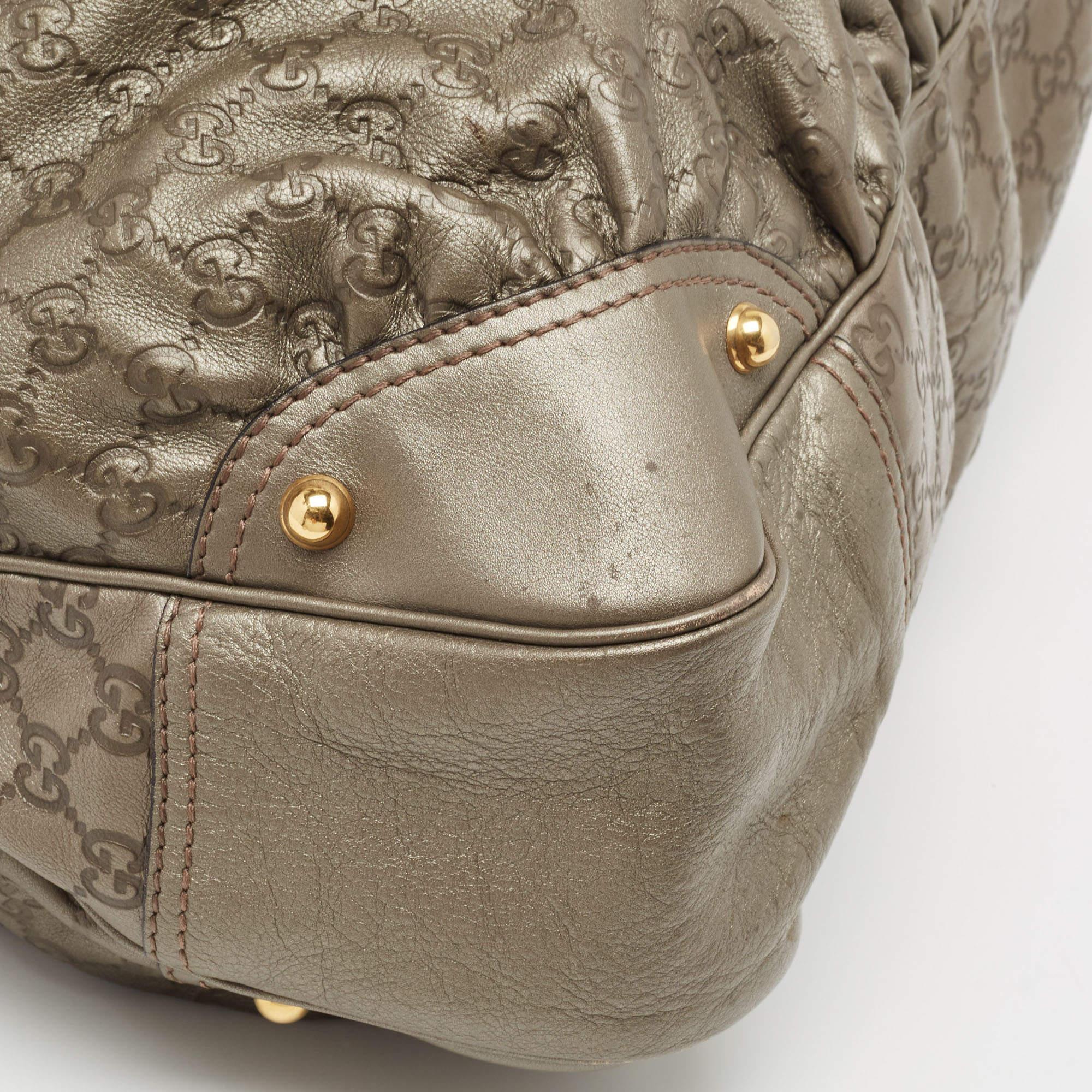 Gray Gucci Grey Guccissima Leather Jockey Hobo