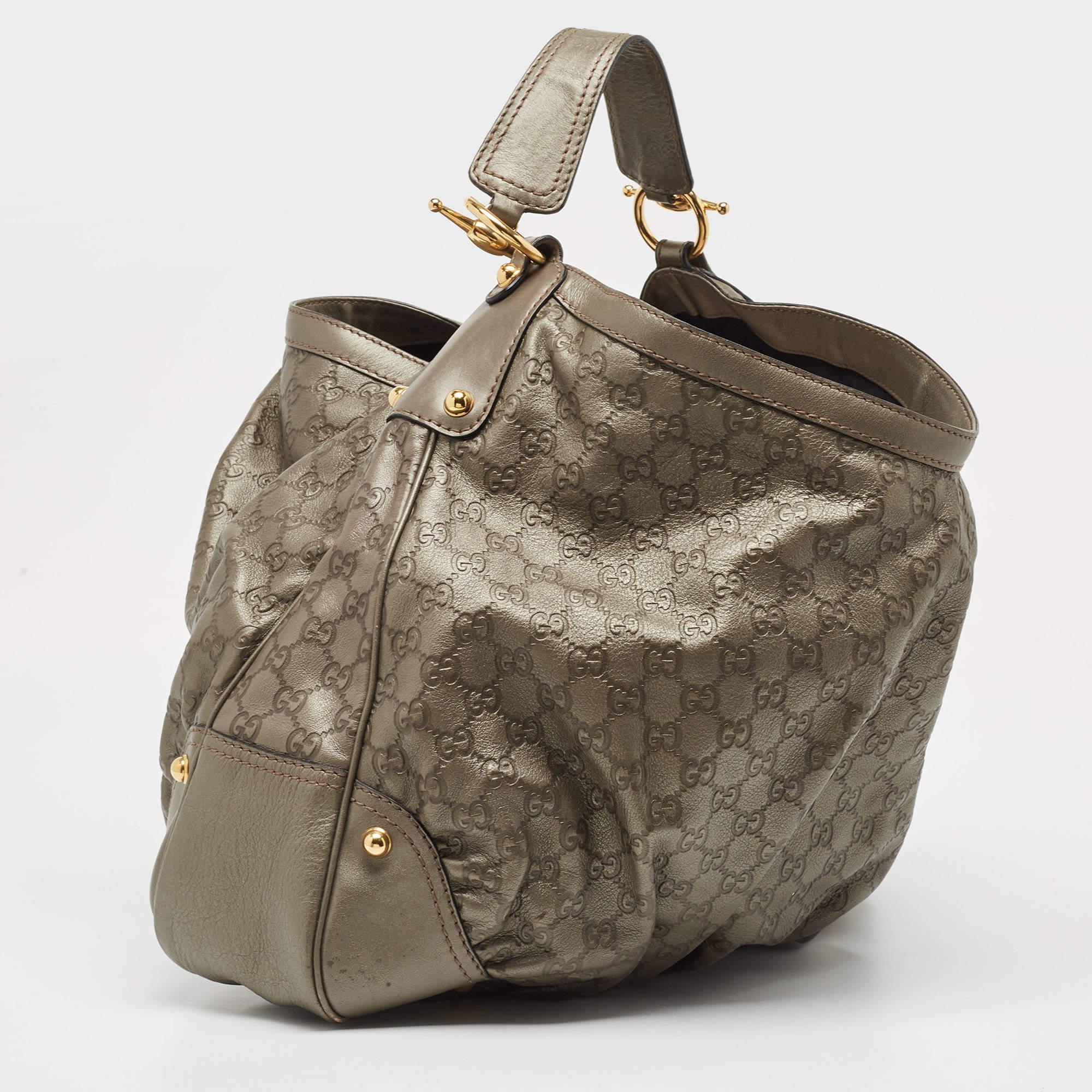 Women's Gucci Grey Guccissima Leather Jockey Hobo