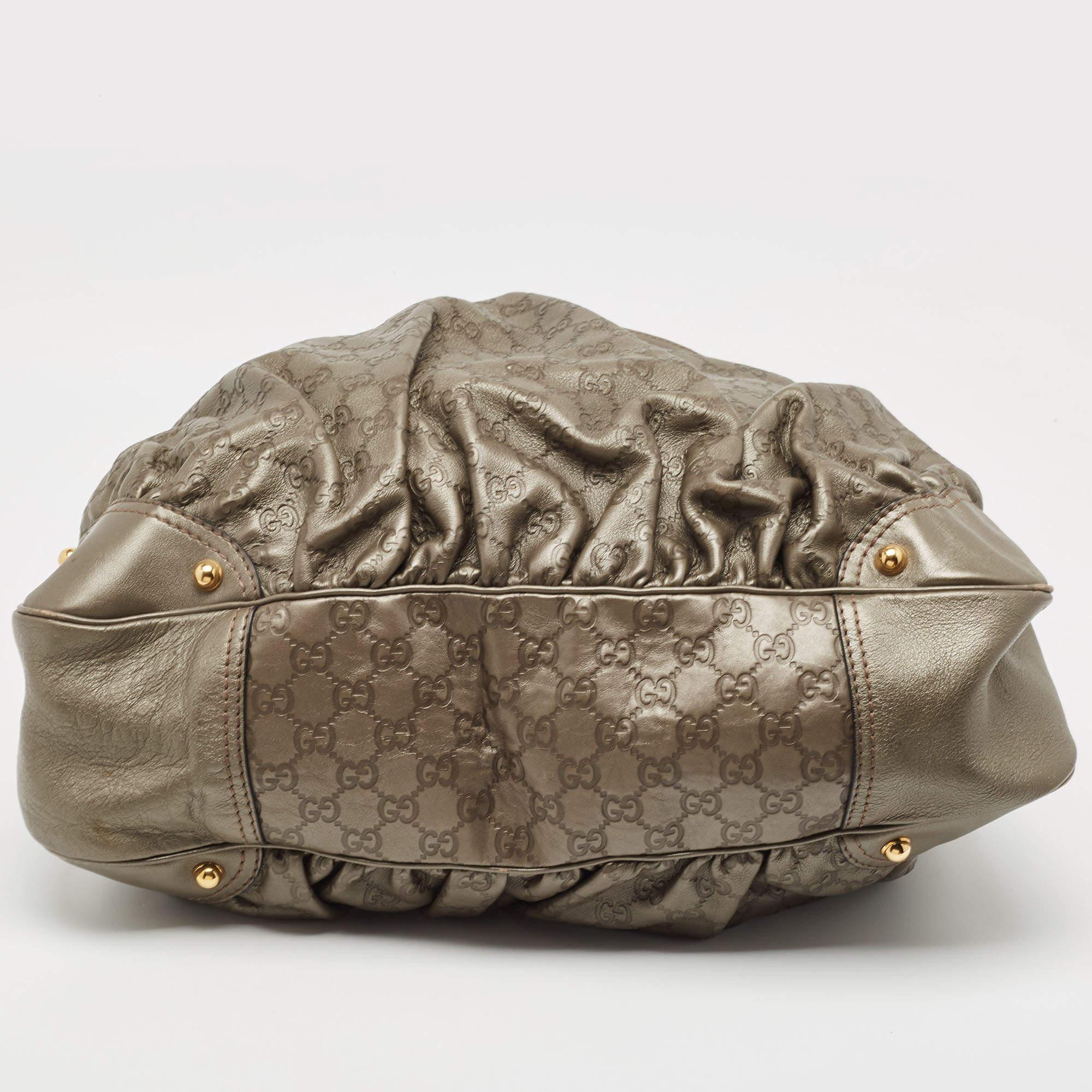 Gucci Grey Guccissima Leather Jockey Hobo 1