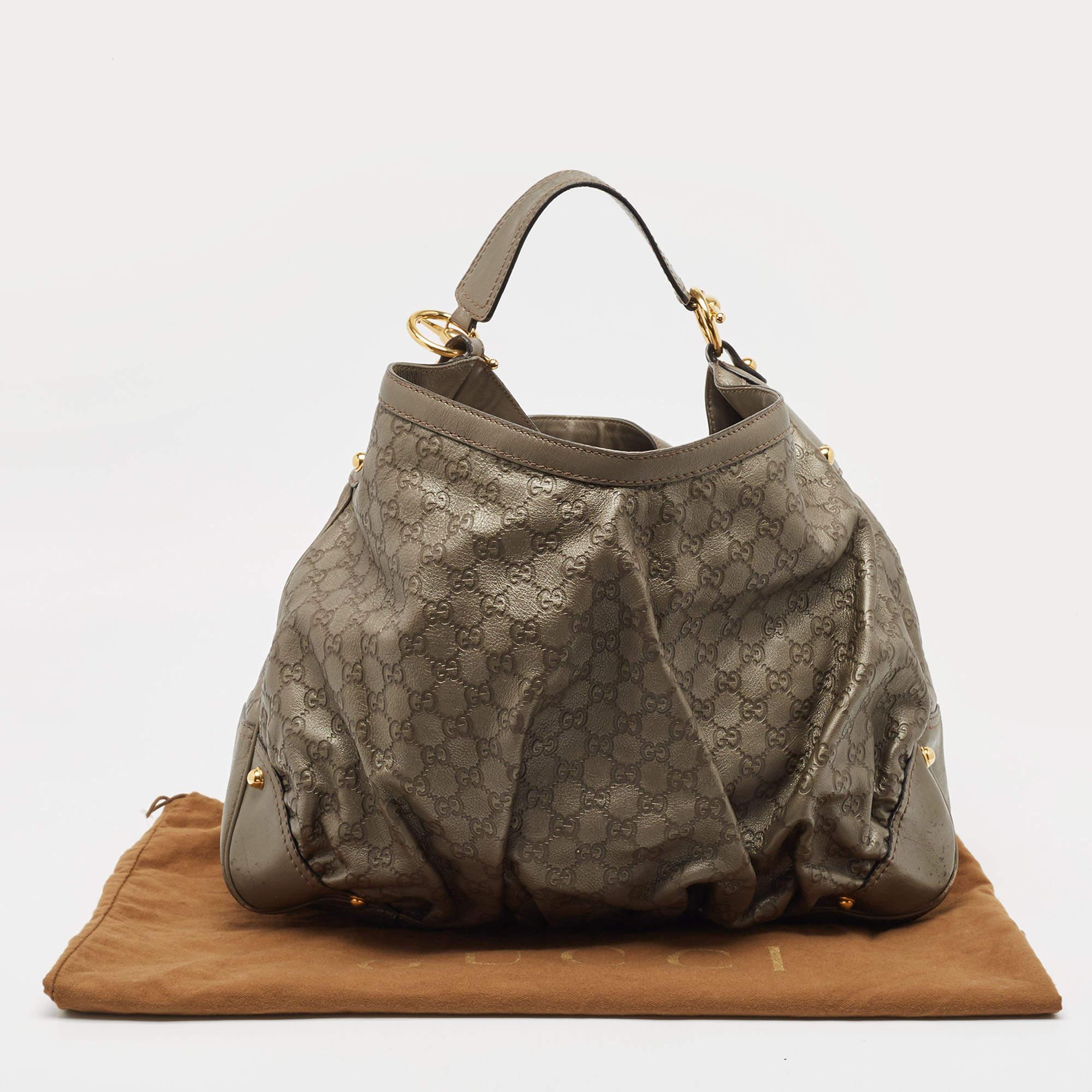 Gucci Grey Guccissima Leather Jockey Hobo 2