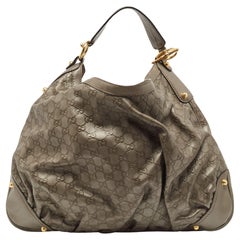 Gucci Grey Guccissima Leather Jockey Hobo