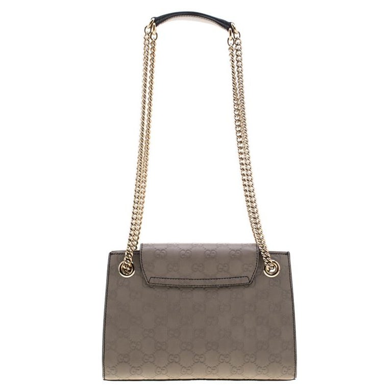 Gucci Grey Guccissima Leather Small Emily Chain Shoulder Bag For Sale at 1stdibs