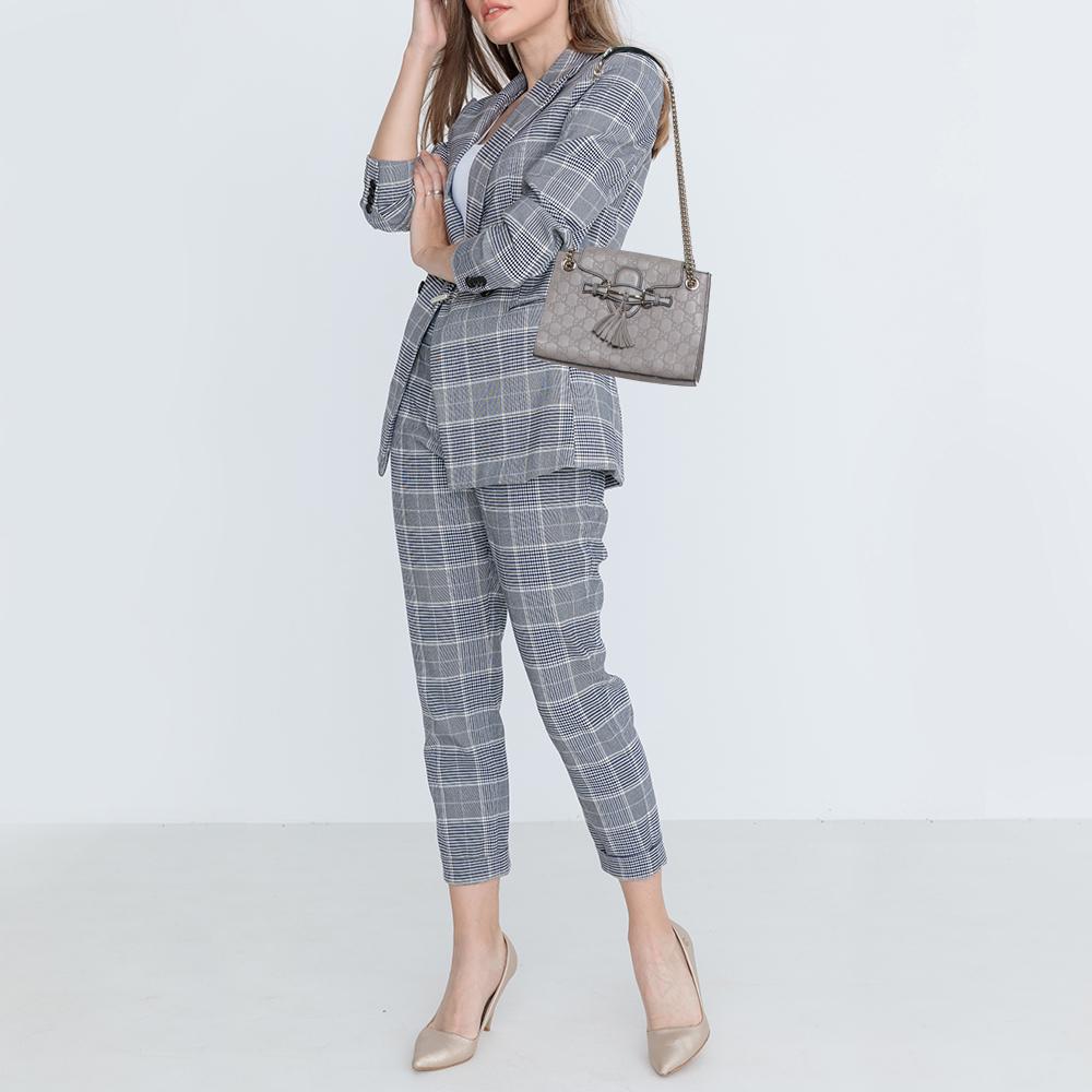 Gray Gucci Grey Guccissima Leather Small Emily Chain Shoulder Bag