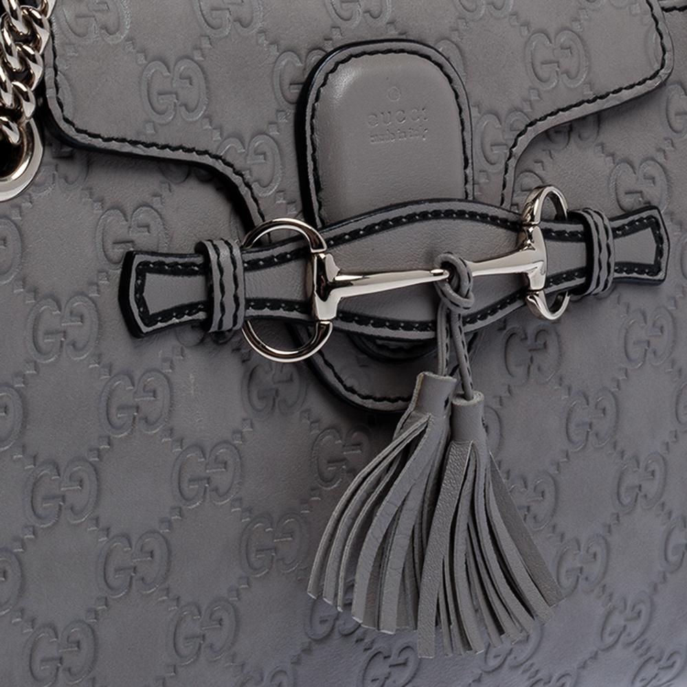Gucci Grey Guccissima Leather Small Emily Chain Shoulder Bag 4