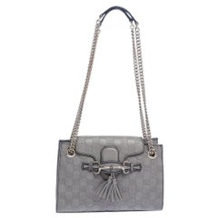 Gucci Grey Guccissima Leather Small Emily Chain Shoulder Bag
