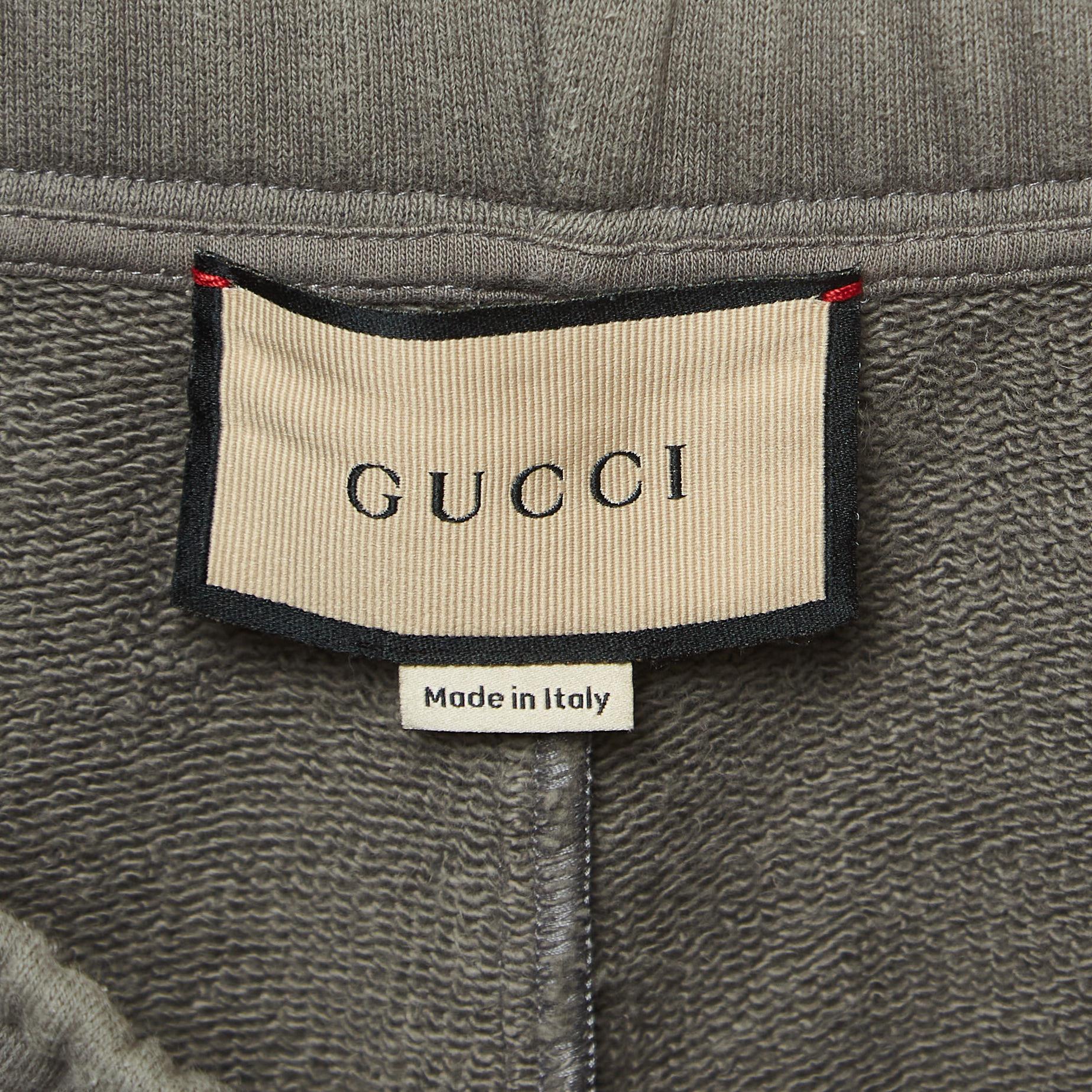 Men's Gucci Grey Jersey Logo Tape Detailed Drawstring Shorts M