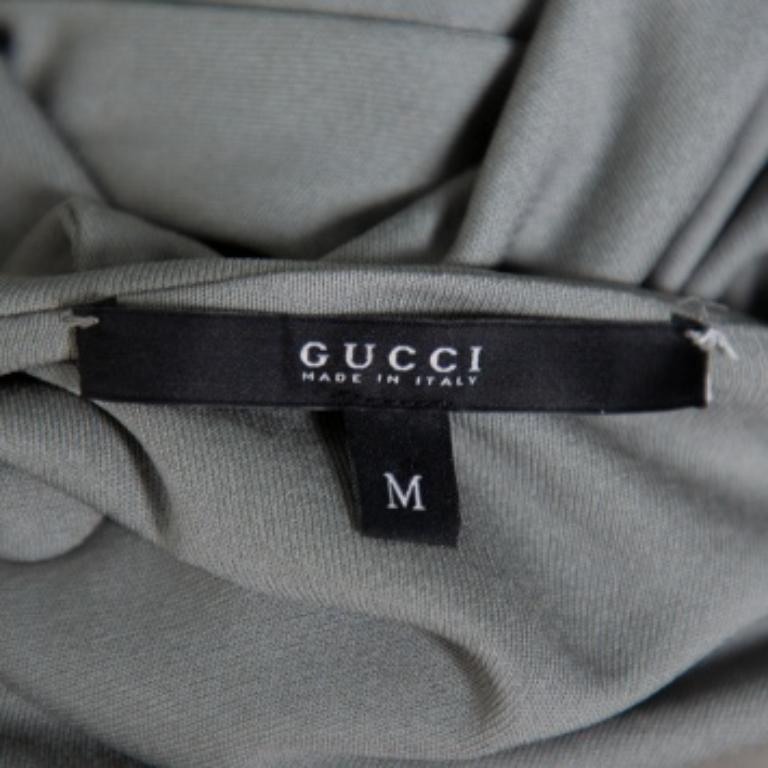Gucci Grey Knit Leather Belt Detail Tank Top M For Sale 1