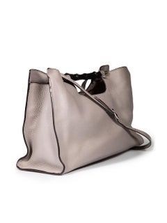 Gucci Grey Leather Daily Bamboo Satchel