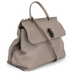 GUCCI grey leather DAILY BAMBOO TOP HANDLE Shoulder Bag