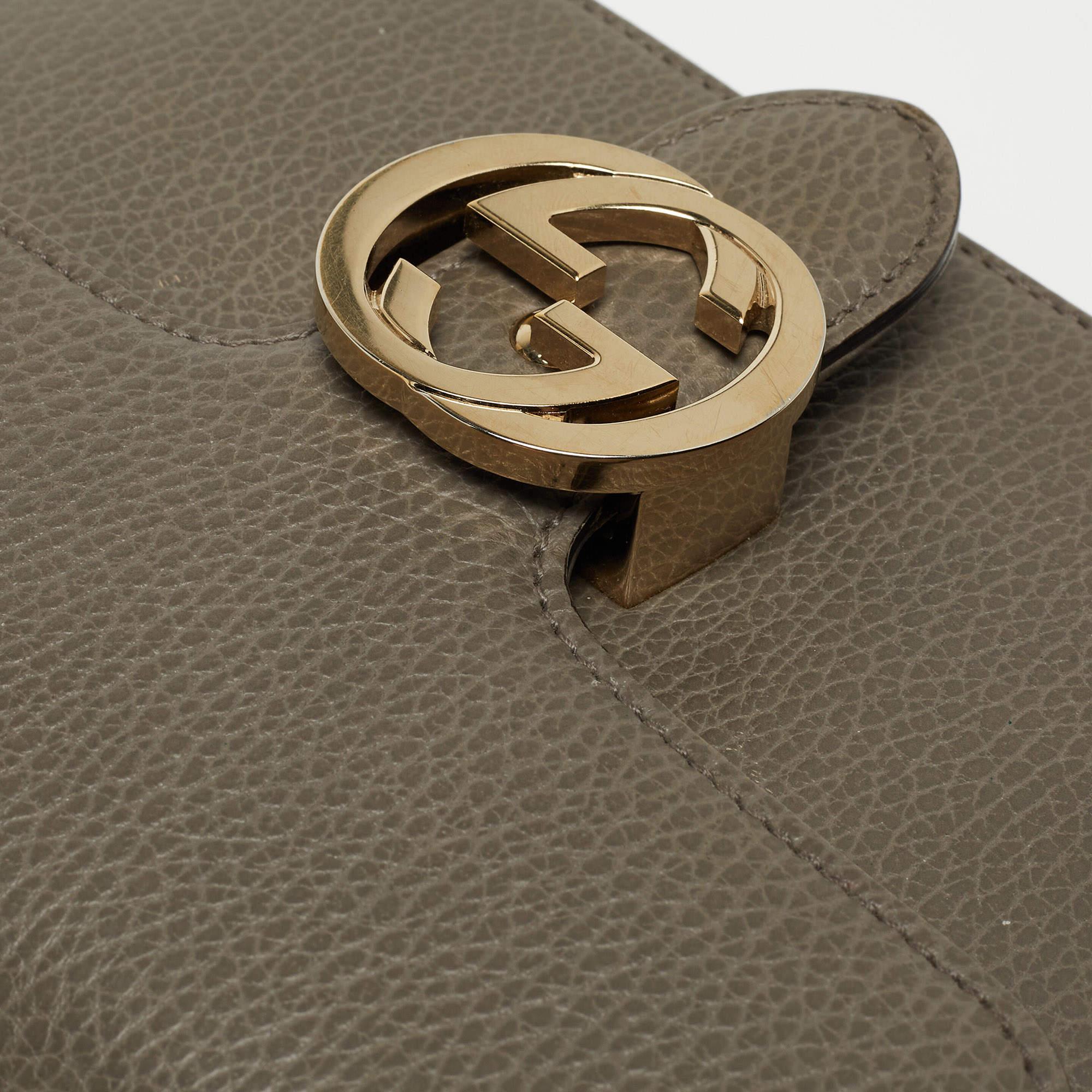 Gucci Grey Leather Dollar Interlocking G Crossbody Bag 12
