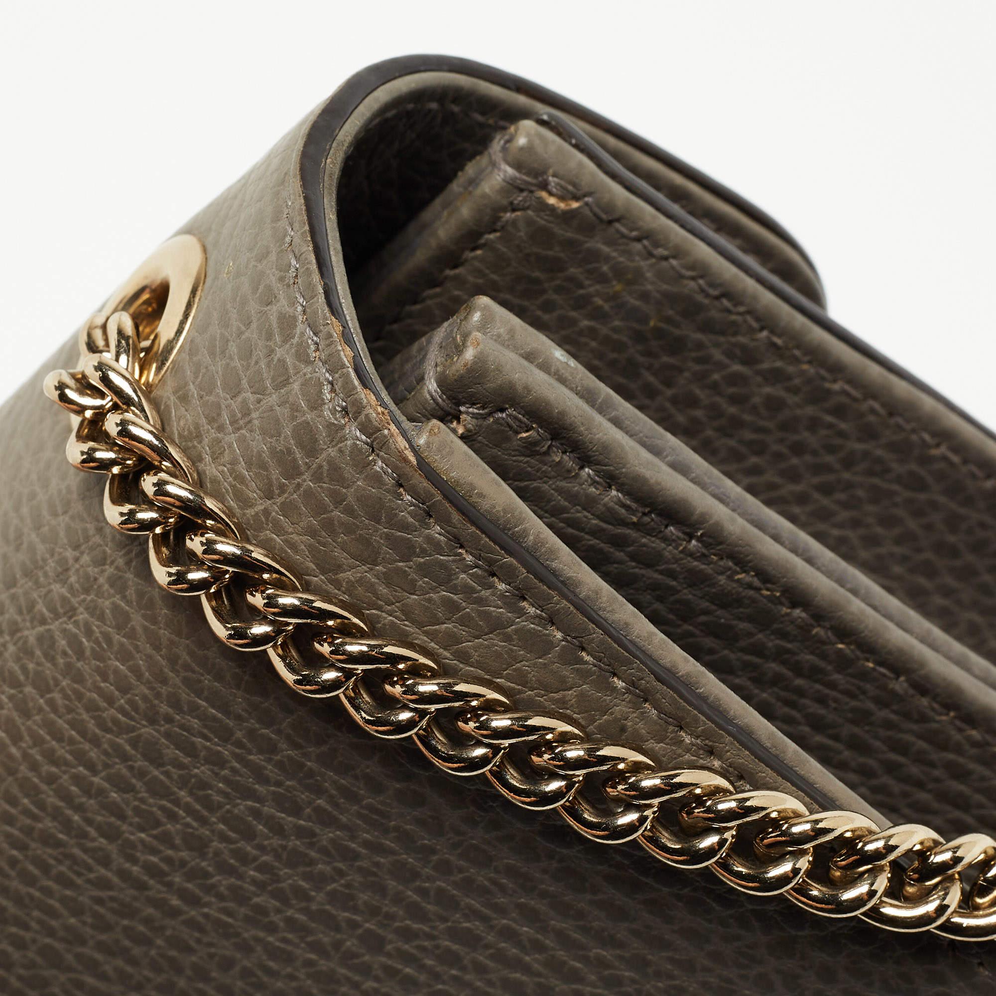 Gucci Grey Leather Dollar Interlocking G Crossbody Bag 14