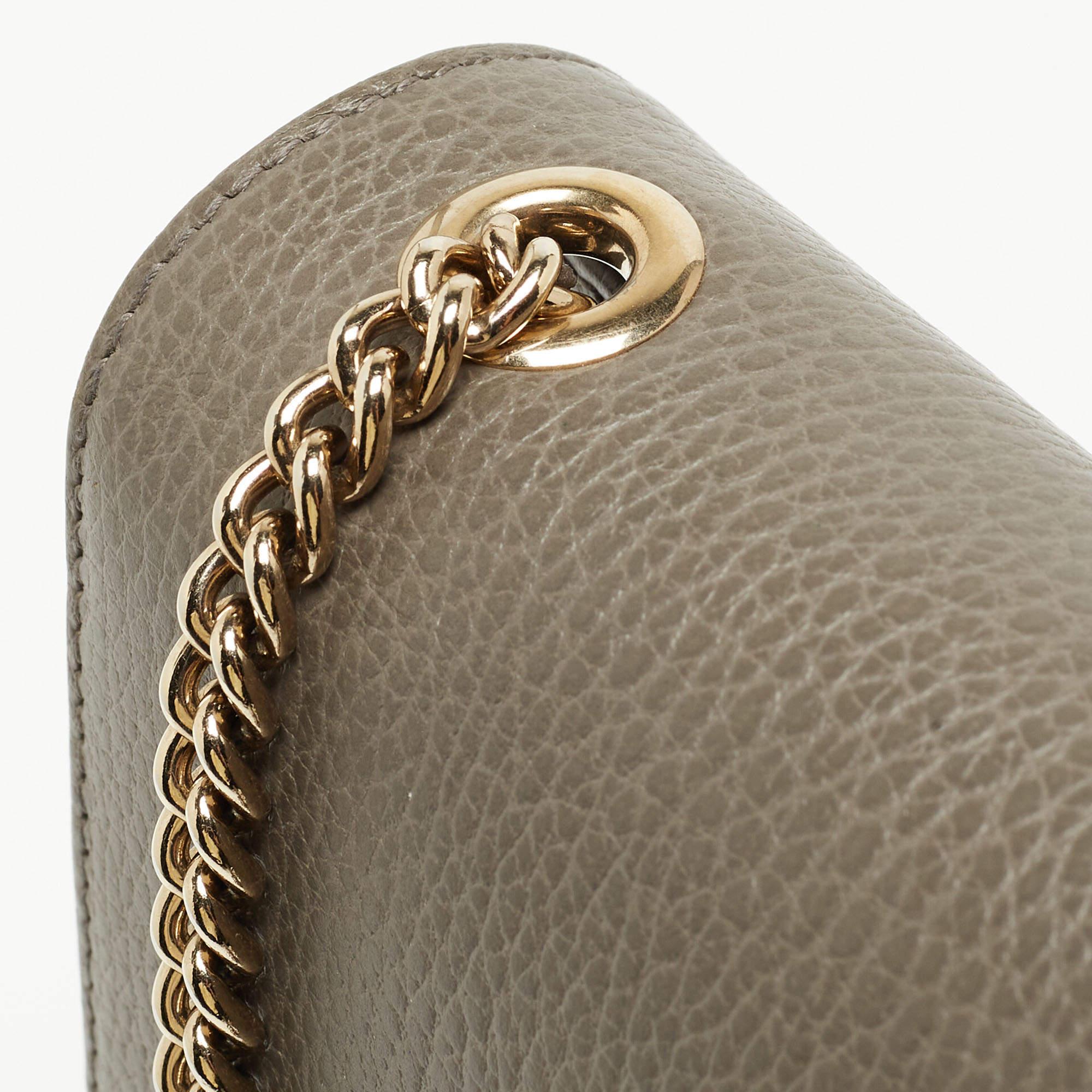 Gucci Grey Leather Dollar Interlocking G Crossbody Bag 15
