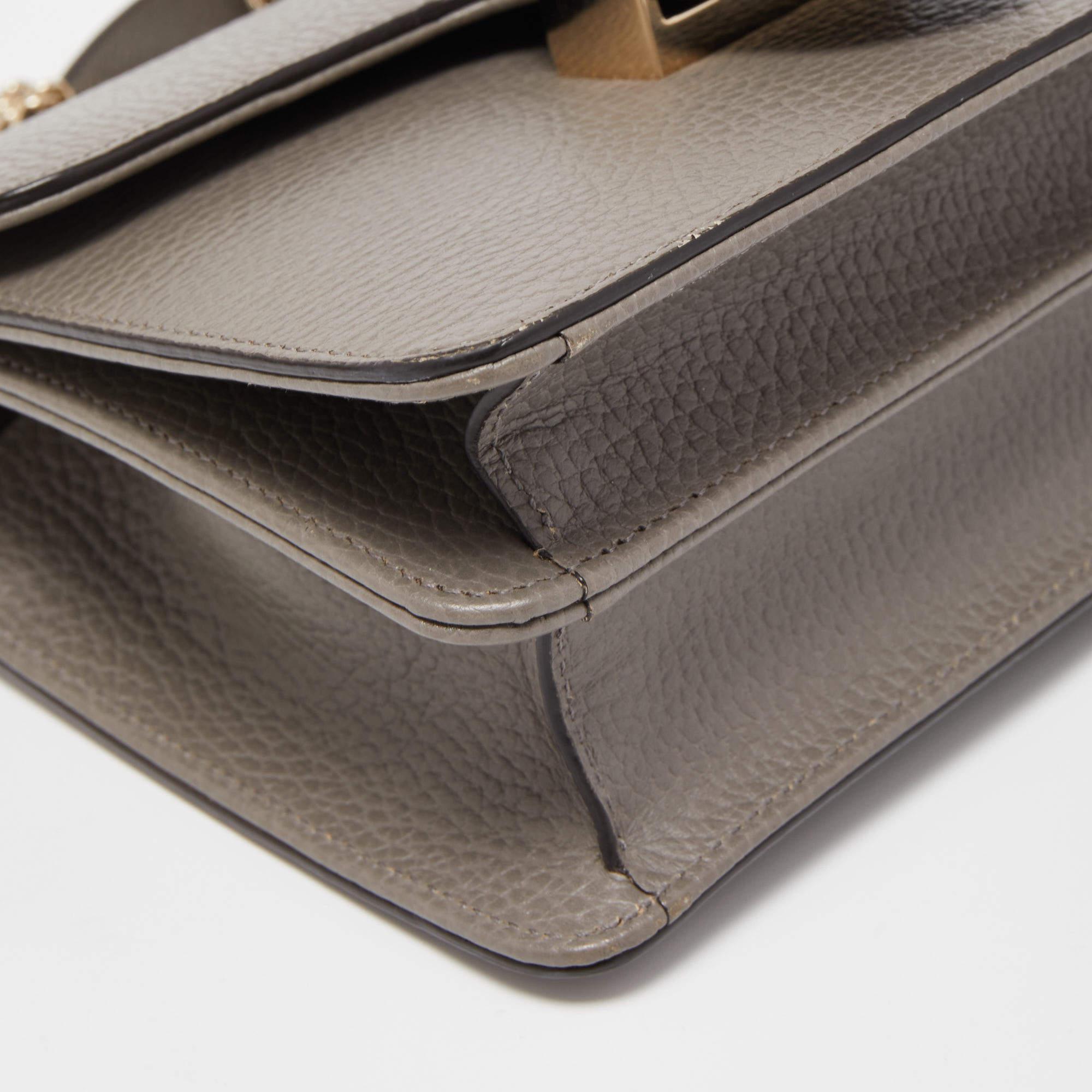 Women's Gucci Grey Leather Dollar Interlocking G Crossbody Bag