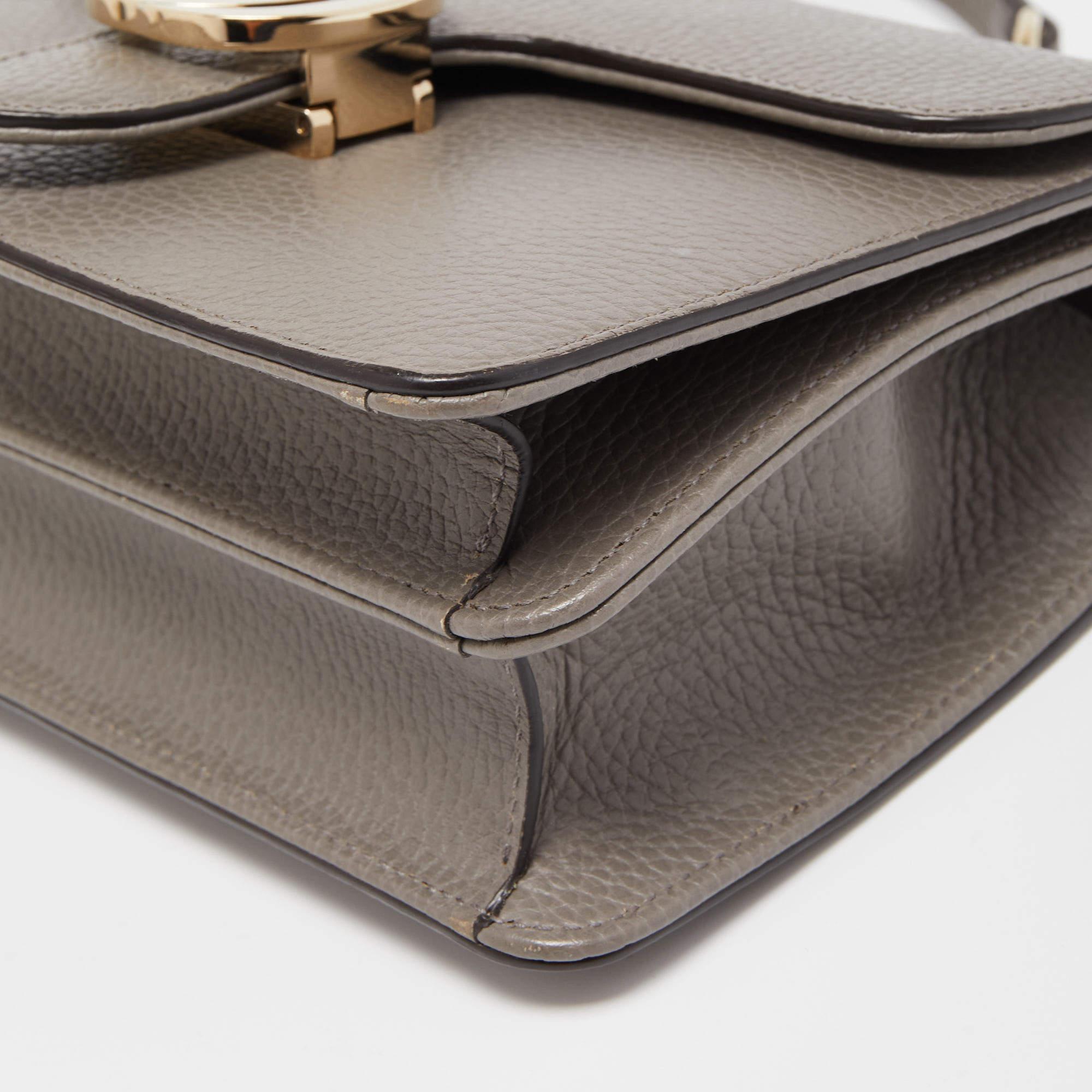 Gucci Grey Leather Dollar Interlocking G Crossbody Bag 4
