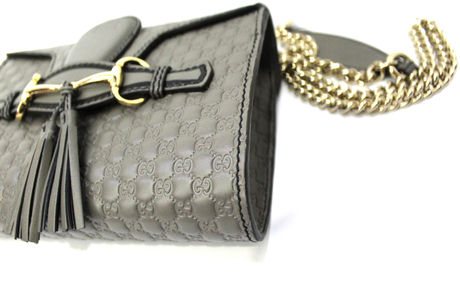 Black Gucci Grey Leather Emily Bag