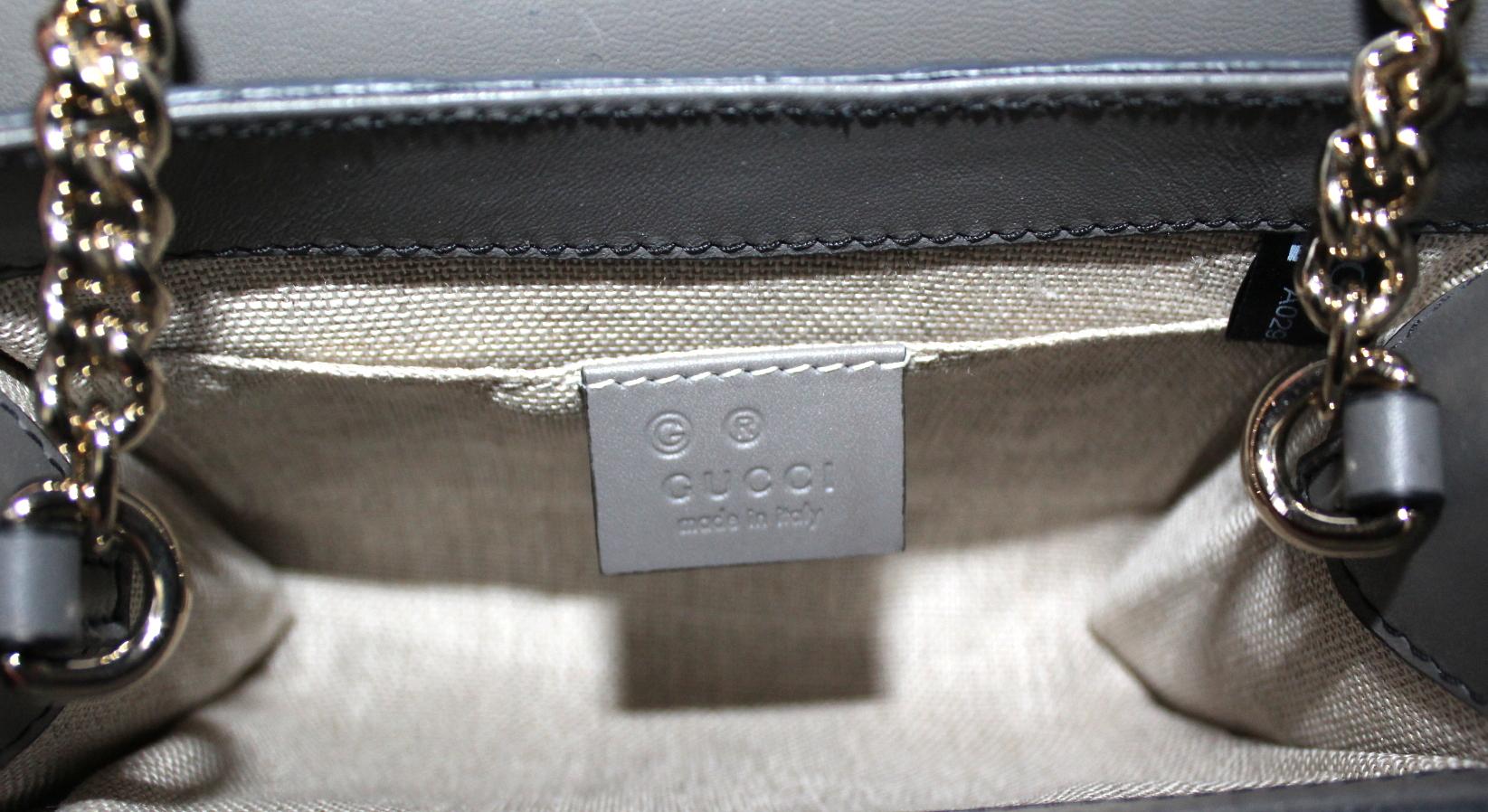 Gucci Grey Leather Emily Bag In New Condition In Torre Del Greco, IT
