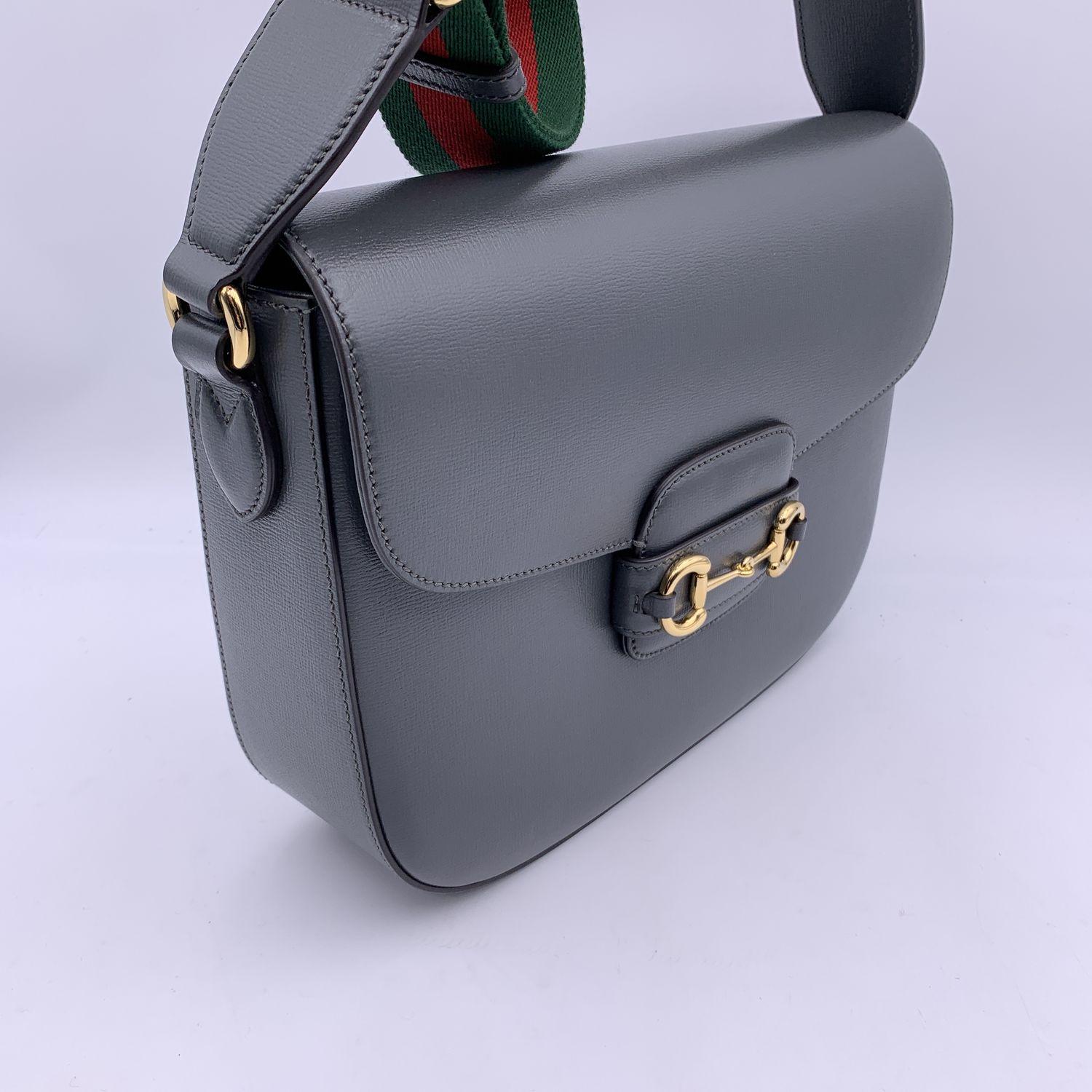 Gucci Grey Leather Horsebit 1955 Unisex Box Shoulder Bag In New Condition In Rome, Rome