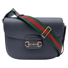 Gucci Grey Leather Horsebit 1955 Unisex Box Shoulder Bag