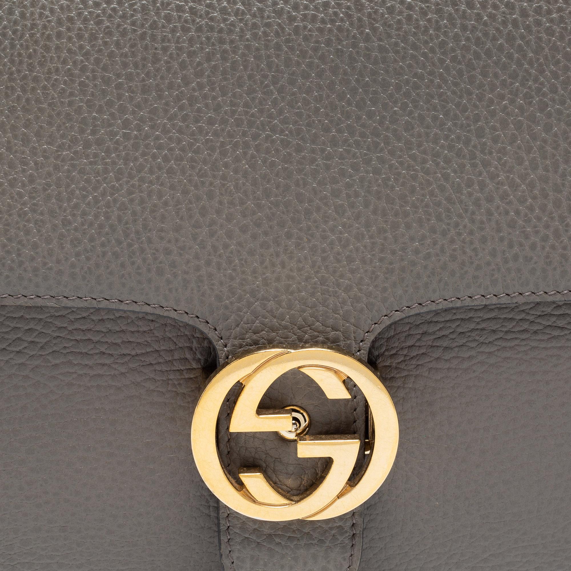 Gucci Grey Leather Interlocking G Shoulder Bag 6