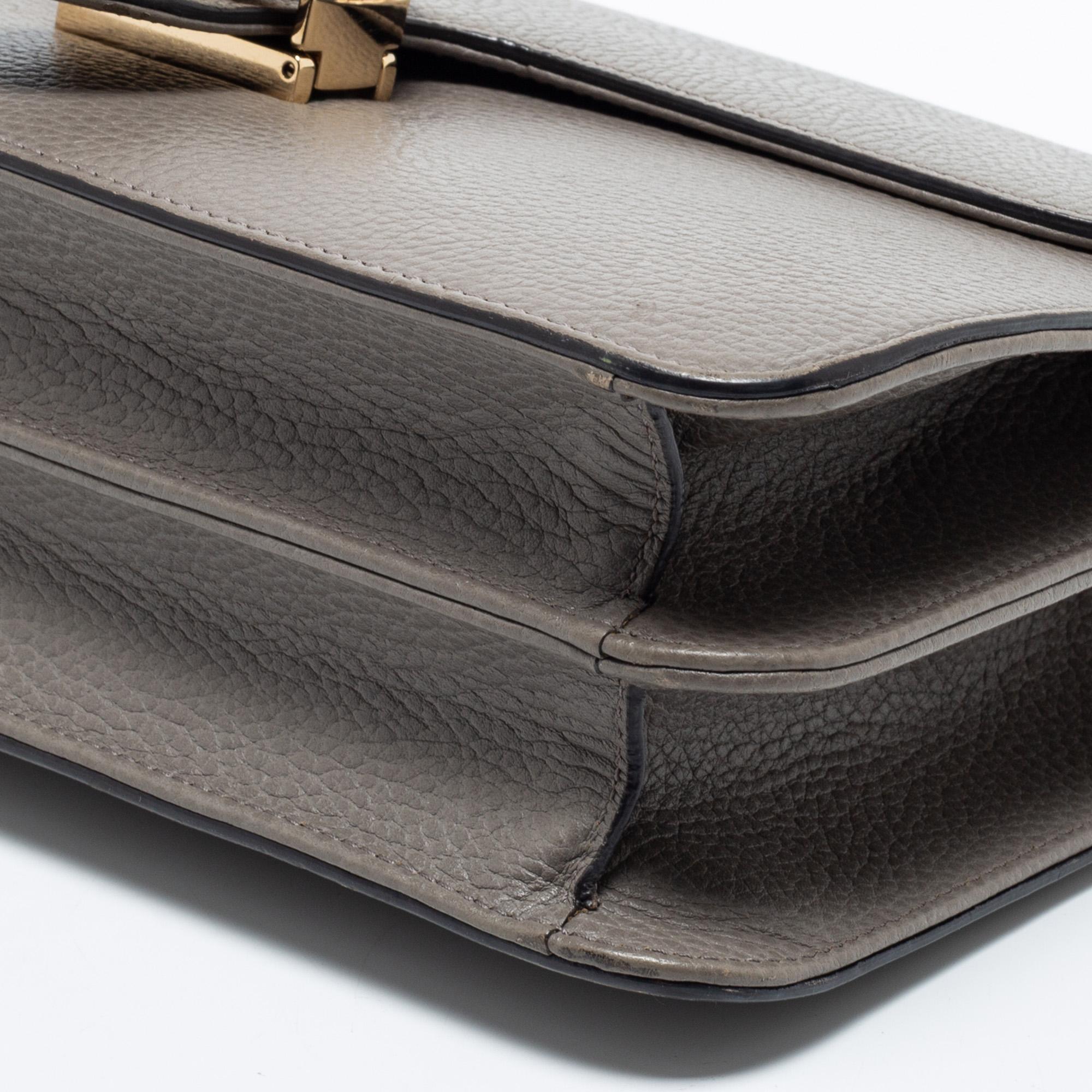 Women's Gucci Grey Leather Interlocking G Shoulder Bag