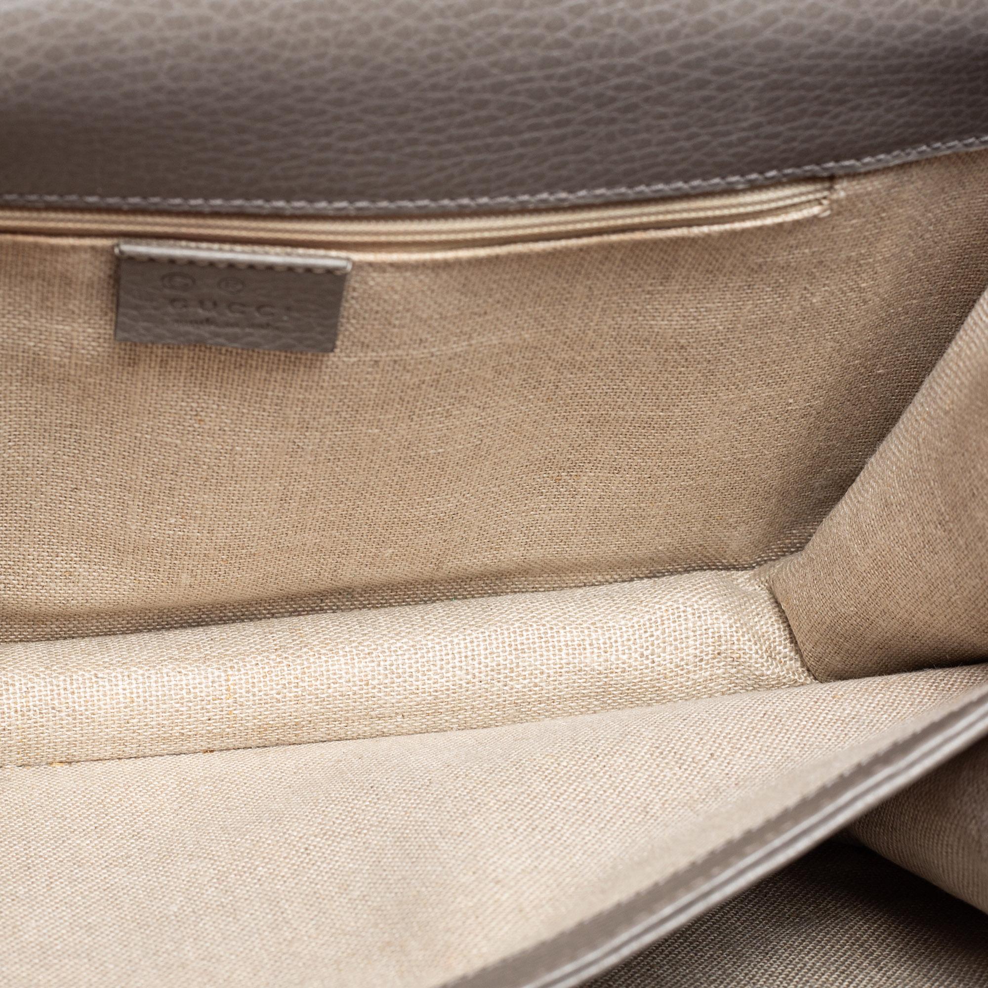 Gucci Grey Leather Interlocking G Shoulder Bag 1