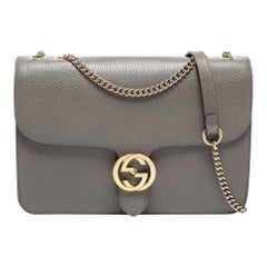Gucci Grey Leather Interlocking G Shoulder Bag