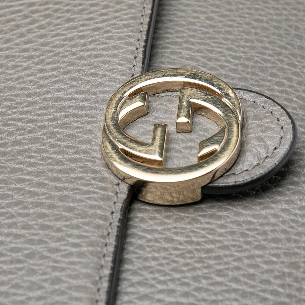 Gucci Grey Leather Interlocking G Wallet on Chain 2