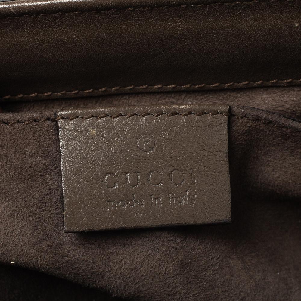 Gucci Grey Leather Lady Lock Bamboo Top Handle Bag In Good Condition In Dubai, Al Qouz 2