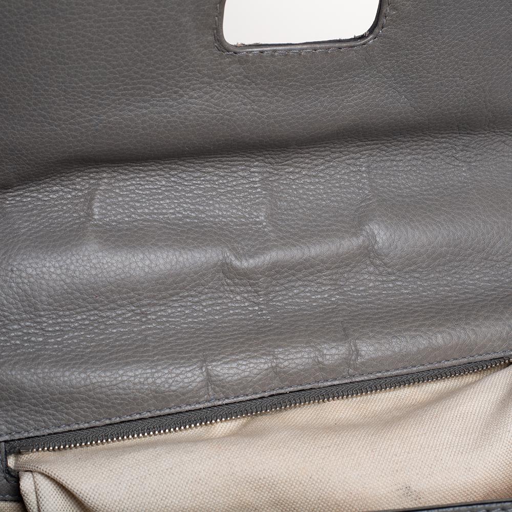 Gucci Grau Leder Große neue Bambus Quaste Top Handle Tasche 12