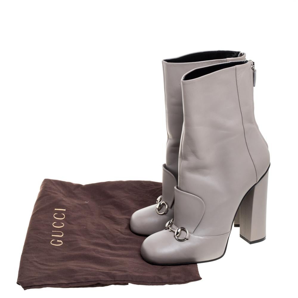 Gucci Grey Leather Lillian Horsebit Knee High Boots Size 41 3
