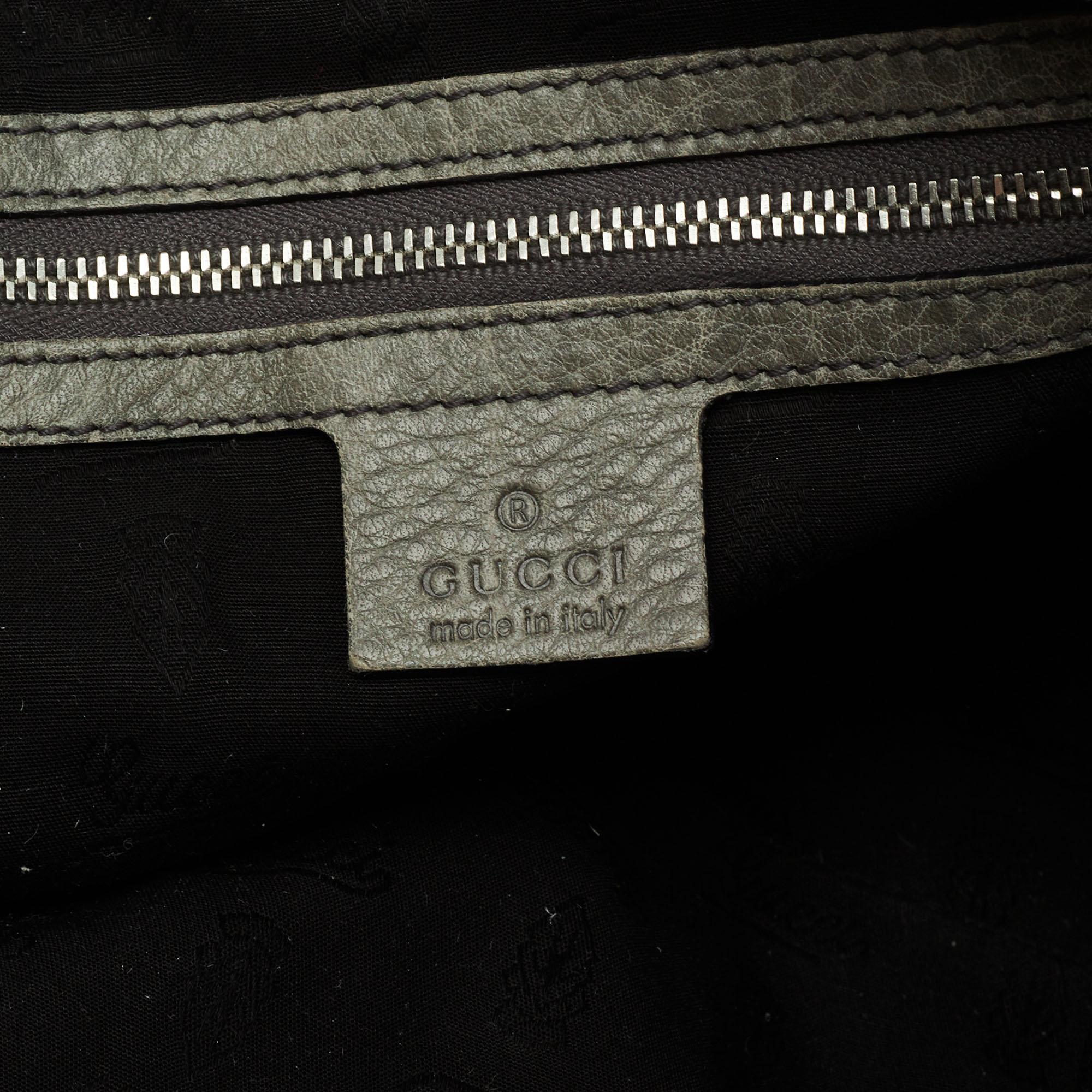 Gucci Grey Leather Medium Bamboo Bar Shoulder Bag 4