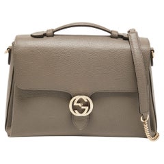 Gucci Grey Leather Medium Interlocking G Top Handle Bag