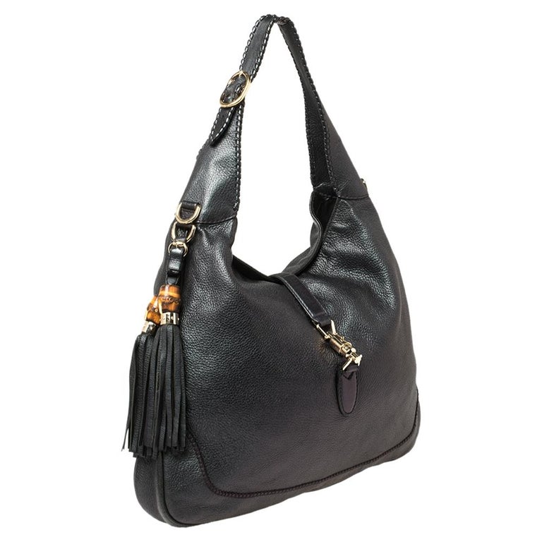 Made In Italy Leather Large Hobo With Front Tassel