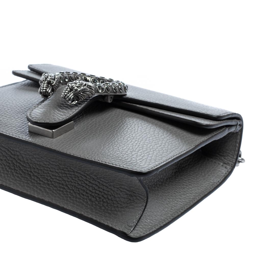 Gucci Grey Leather Mini Dionysus Shoulder Bag 2