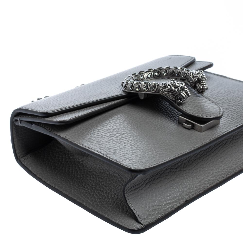Gucci Grey Leather Mini Dionysus Shoulder Bag 3