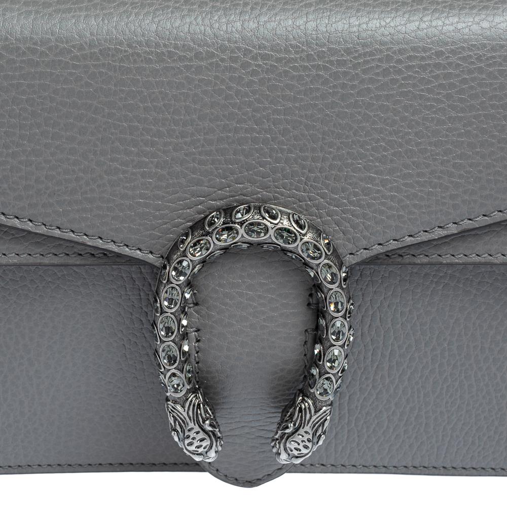 Gray Gucci Grey Leather Mini Dionysus Shoulder Bag