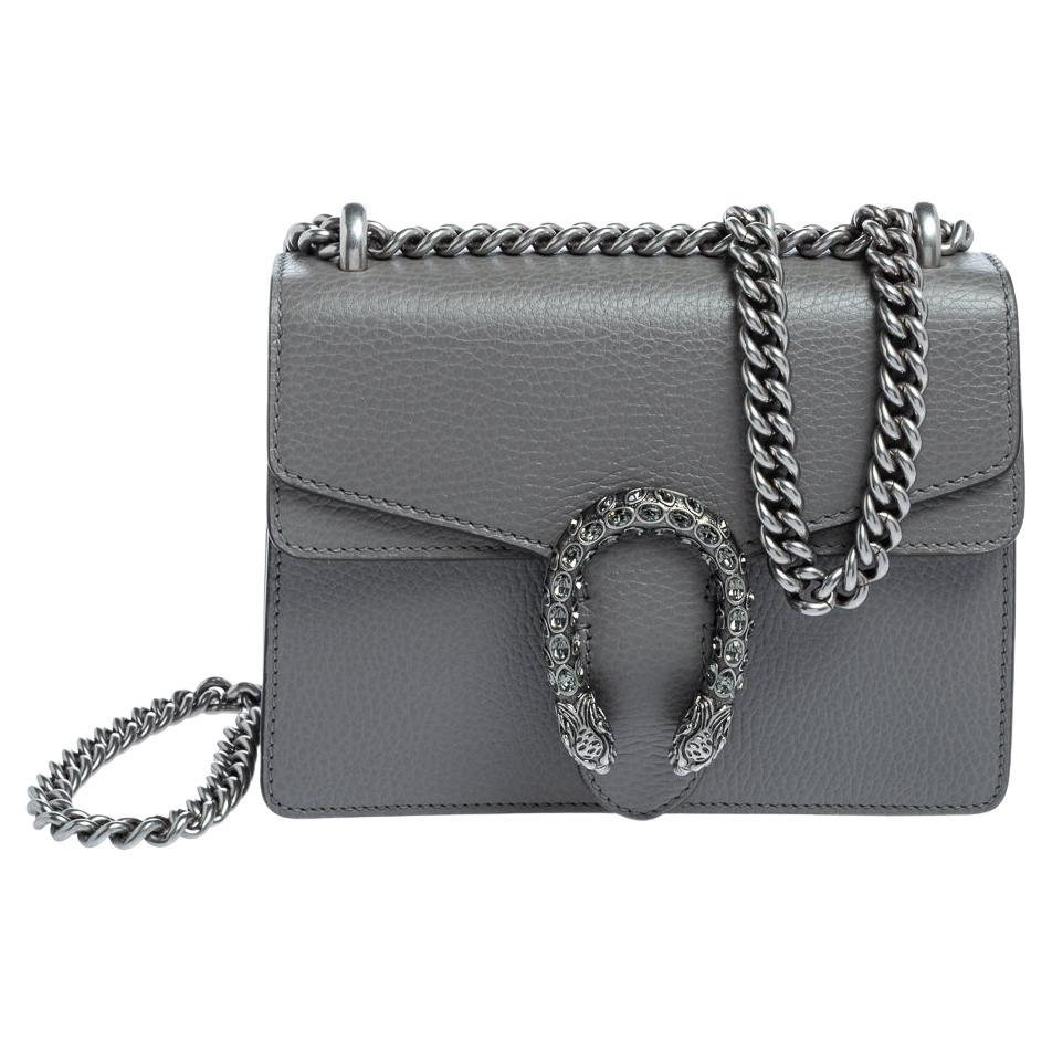 Gucci Grey Leather Mini Dionysus Shoulder Bag