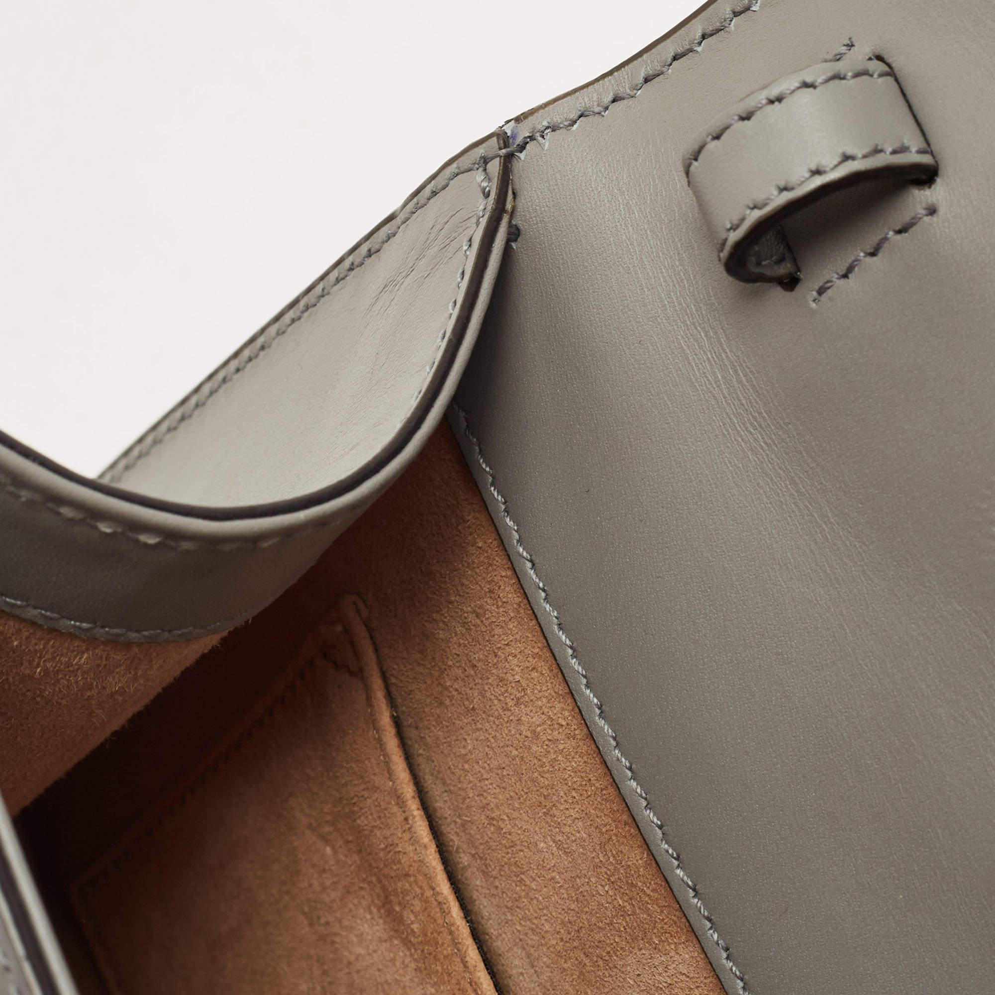 Gucci Grey Leather Mini Web Chain Sylvie Top Handle Bag 5